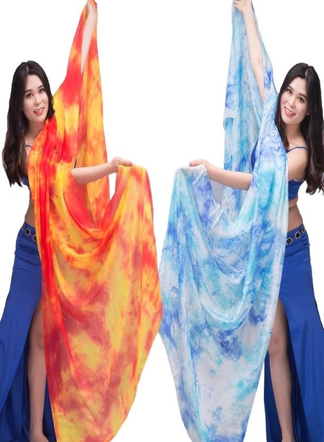 Nimiman Women Chinese Hand Scarves Belly Dance Real Silk Veils Tie Dyed Gradient Color 250 * 114cm (Black red tie dyed) - Image 5